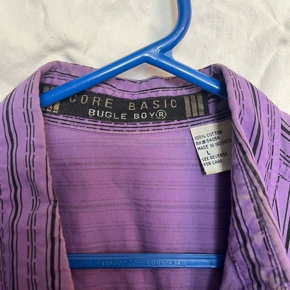 Bugle Boy Core Basic Purple Size Large Short Sleeve Button Down Vtg y2k - Picture 3 of 4